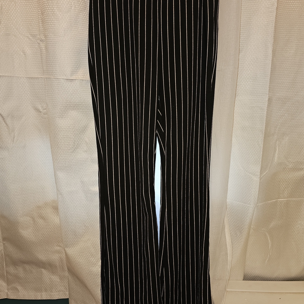 SHEIN Black Pinstripe Wide Leg Pants